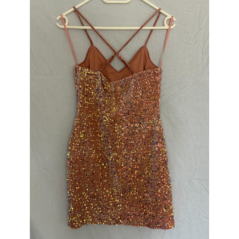 City Triangles Party‎ Dress Junior's Sml Rose Sequin Crisscross Back Y2k - Picture 7 of 9